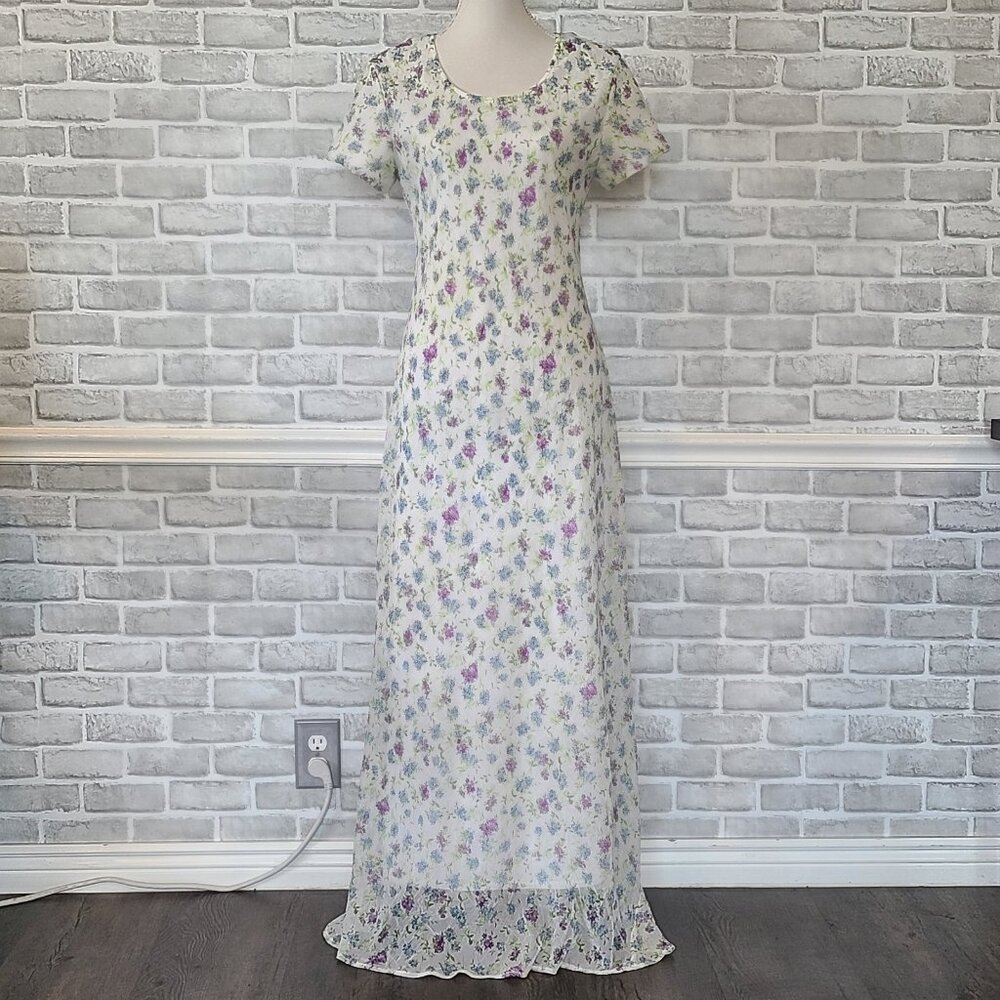 Vintage Y2K Jody California Floral Maxi Dress Feminine Romantic Fairycore USA